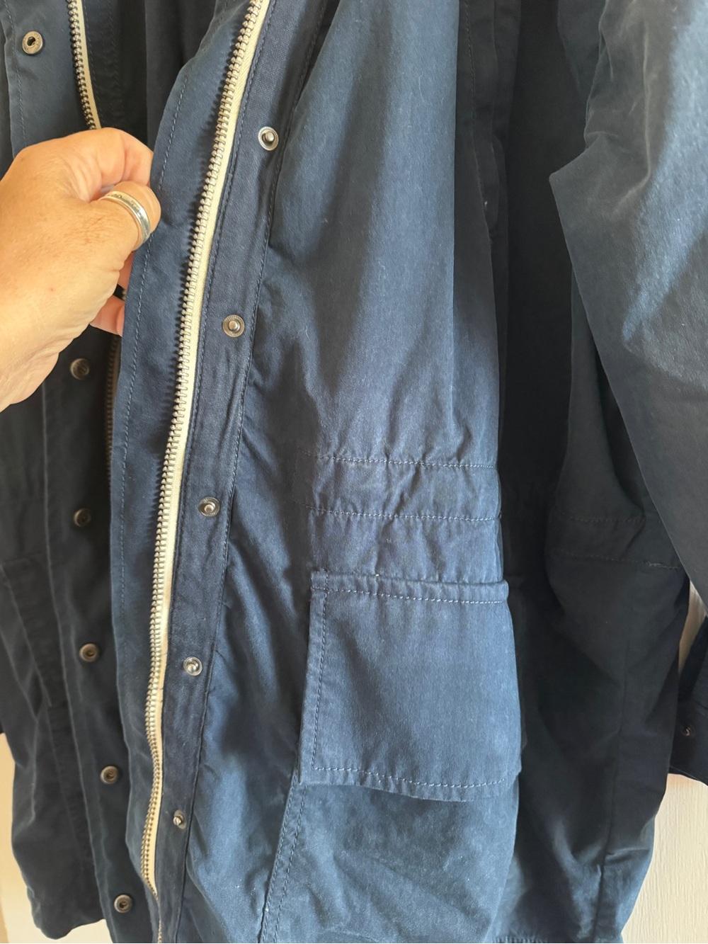 Lucky Brand Navy Utility Jacket Hooded Zip Snap Coat Size 3X - Picture 9 of 10